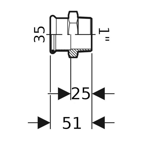 Geberit Mapress Therm Inox acél KM átmeneti idom, d35, R 1 ", ivóvízhez nem alkalmas 1.4301
