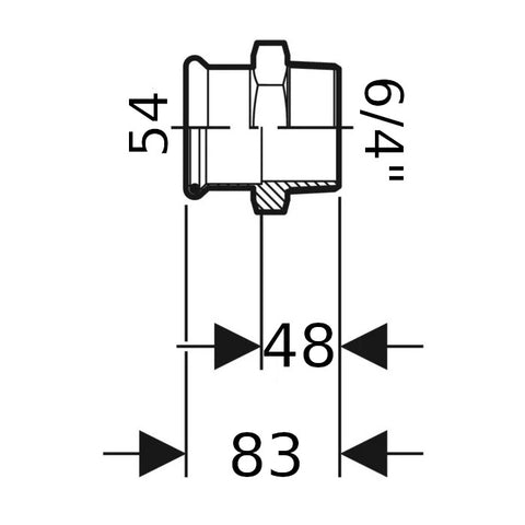 Geberit Mapress Therm Inox acél KM átmeneti idom, d54, R 1 1/2 ", ivóvízhez nem alkalmas 1.4301