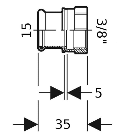 Geberit Mapress Therm Inox acél BM átmeneti idom, d15, Rp 3/8 ", ivóvízhez nem alkalmas 1.4301