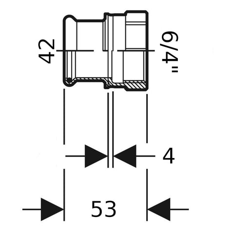 Geberit Mapress Therm Inox acél BM átmeneti idom, d42, Rp 1 1/2 ", ivóvízhez nem alkalmas 1.4301