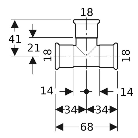 Geberit Mapress Therm Inox acél egál T-idom, d18, ivóvízhez nem alkalmas 1.4301