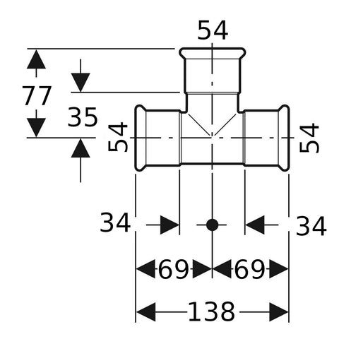 Geberit Mapress Therm Inox acél egál T-idom, d54, ivóvízhez nem alkalmas 1.4301