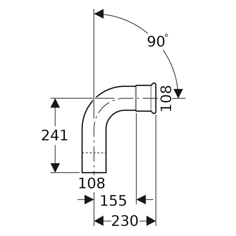 Geberit Mapress Therm Inox acél könyök, 90°-os, KB, d108, ivóvízhez nem alkalmas 1.4301