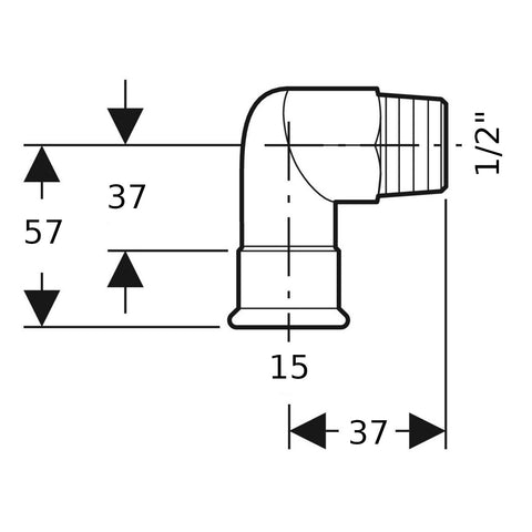Geberit Mapress Therm Inox acél könyök 90°-os KM, d15-1/2 ", ivóvízhez nem alkalmas 1.4301