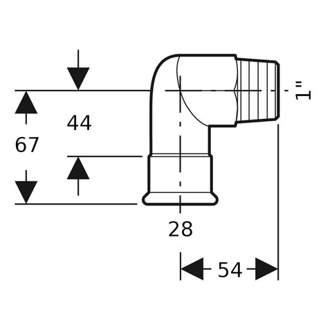 Geberit Mapress Therm Inox acél könyök 90°-os KM, d28-1 ", ivóvízhez nem alkalmas 1.4301