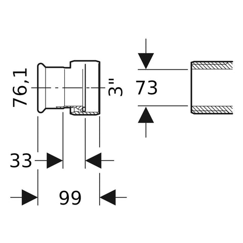 Geberit Mapress Therm Inox acél félhollander, d76.1-G 3 ", ivóvízhez nem alkalmas 1.4301