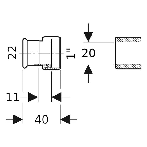 Geberit Mapress Therm Inox acél félhollander, d22-G 1 ", ivóvízhez nem alkalmas 1.4301
