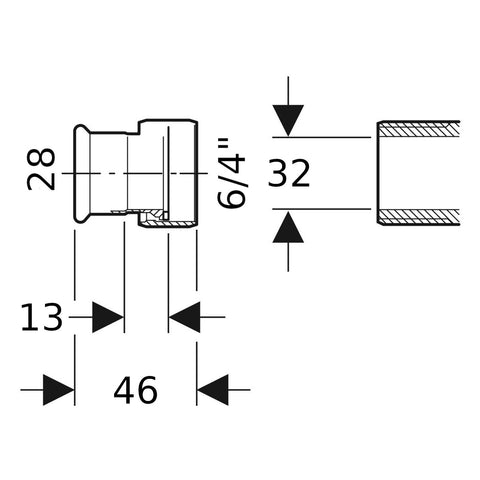 Geberit Mapress Therm Inox acél félhollander, d28-G 1 1/2 ", ivóvízhez nem alkalmas 1.4301