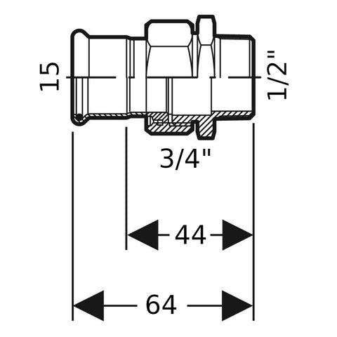 Geberit Mapress Therm Inox acél KM hollandi, d15, R 1/2 ", ivóvízhez nem alkalmas 1.4301