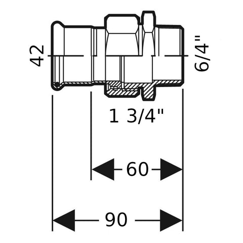 Geberit Mapress Therm Inox acél KM hollandi, d42, R 1 1/2 ", ivóvízhez nem alkalmas 1.4301