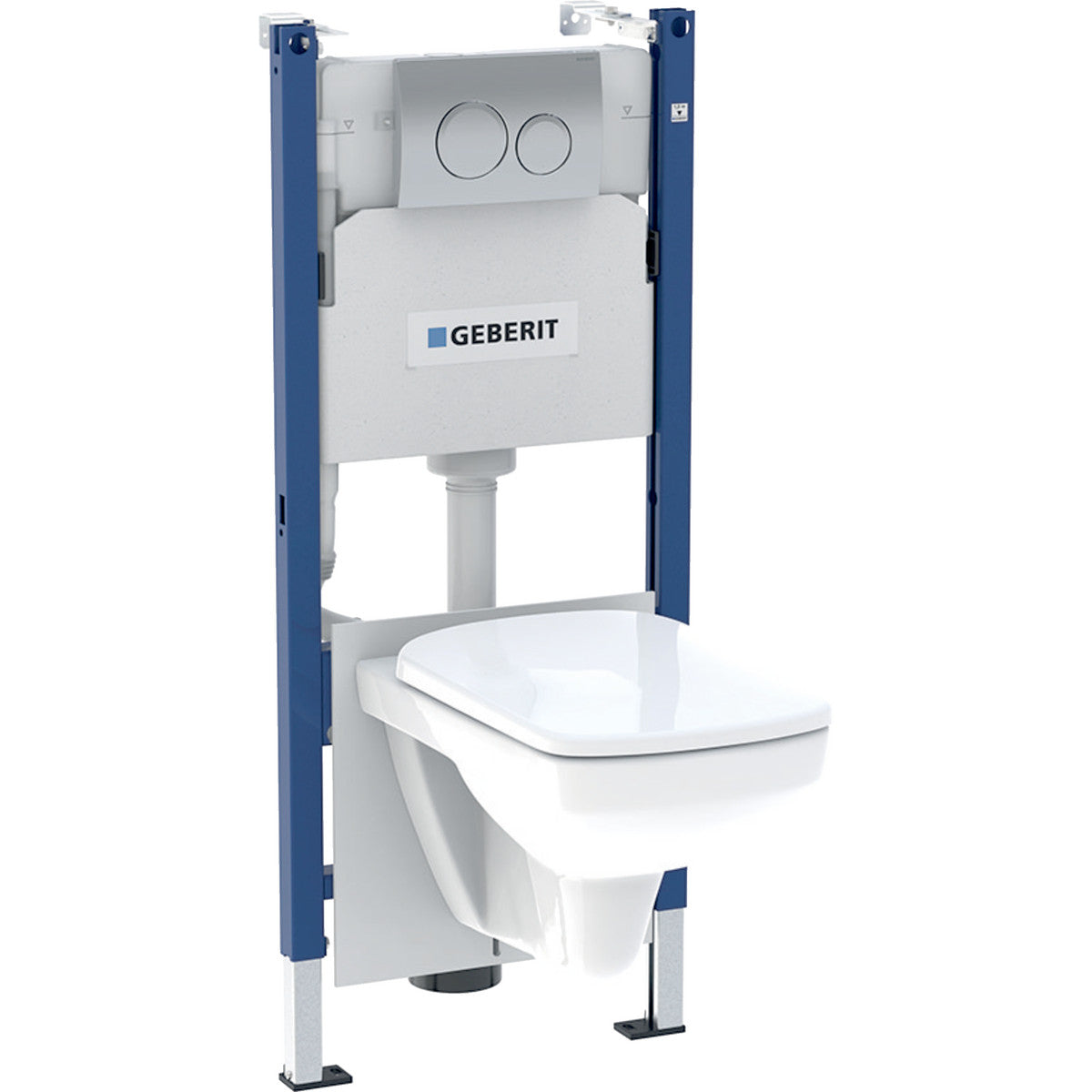 Geberit Duofix Basic WC-tartály csomag, Delta20 króm nyomólappal és Selnova Square wc ülőkével