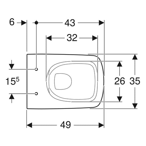 Geberit Selnova Compact fali WC, mélyöblítésű, rövidített kivitel, RimFree, 48cm