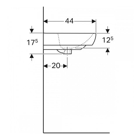 Geberit Selnova Square mosdó 55cm, csaplyuk középen, túlfolyóval (500.290.01.7) új termék