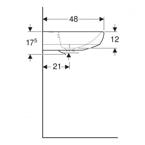 Geberit Selnova mosdó 60x18x48cm , csaplyuk középen 500.305.01.7, új termék