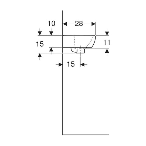 Geberit Selnova Square kézmosó aszimmetrikus túlfolyóval, 36x14,85x28cm  500.316.01.7 új termék
