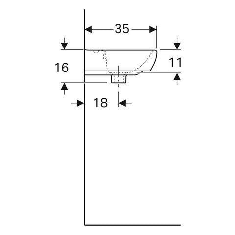 Geberit Selnova Square kézmosó, 45x35xcm  500.322.01.1, új termék
