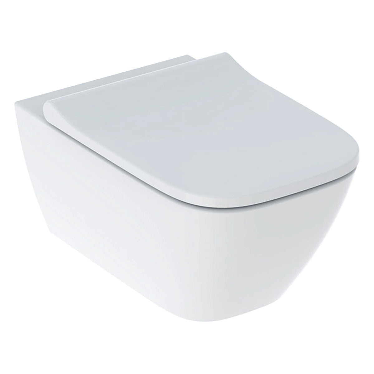 Geberit Smyle Square fali WC készlet, mélyöblítésű, zárt forma, Rimfree, 54cm, WC-tetővel, keskeny