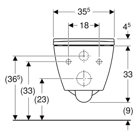 Geberit Smyle Square fali WC készlet, mélyöblítésű, zárt forma, Rimfree, 54cm, WC-tetővel, keskeny