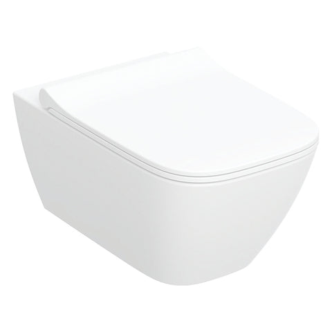 Geberit Smyle Square fali WC készlet, mélyöblítésű, zárt forma, Rimfree, 54cm, WC-tetővel, sandwich