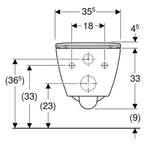 Geberit Smyle Square fali WC készlet, mélyöblítésű, zárt forma, Rimfree, 54cm, WC-tetővel, sandwich