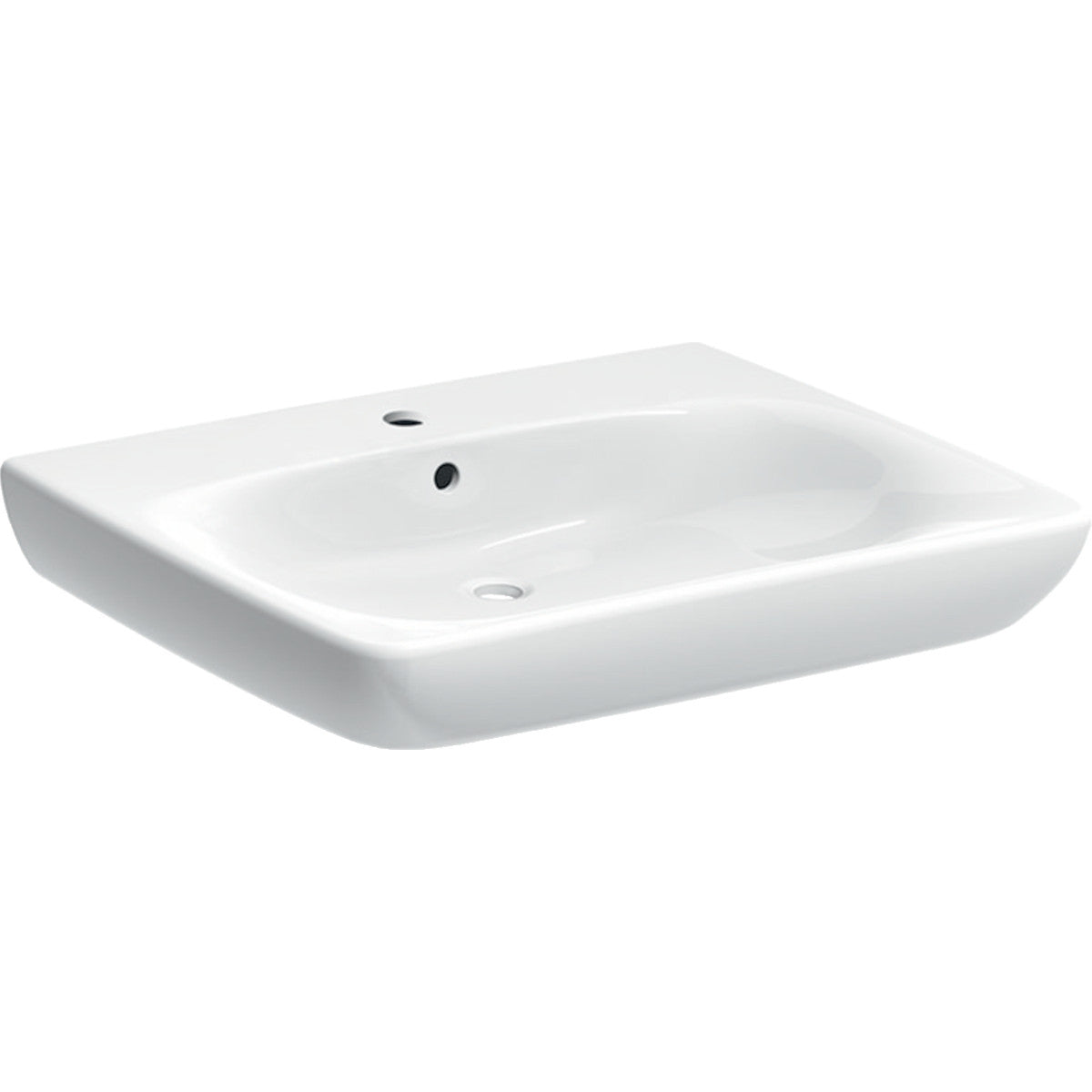 Geberit Selnova Comfort mosdó akadálymentes, 65 cm, csaplyuk középen, túlfolyóval