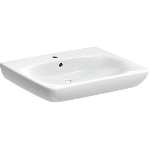 Geberit Selnova Comfort mosdó akadálymentes, 65 cm, csaplyuk középen, túlfolyóval