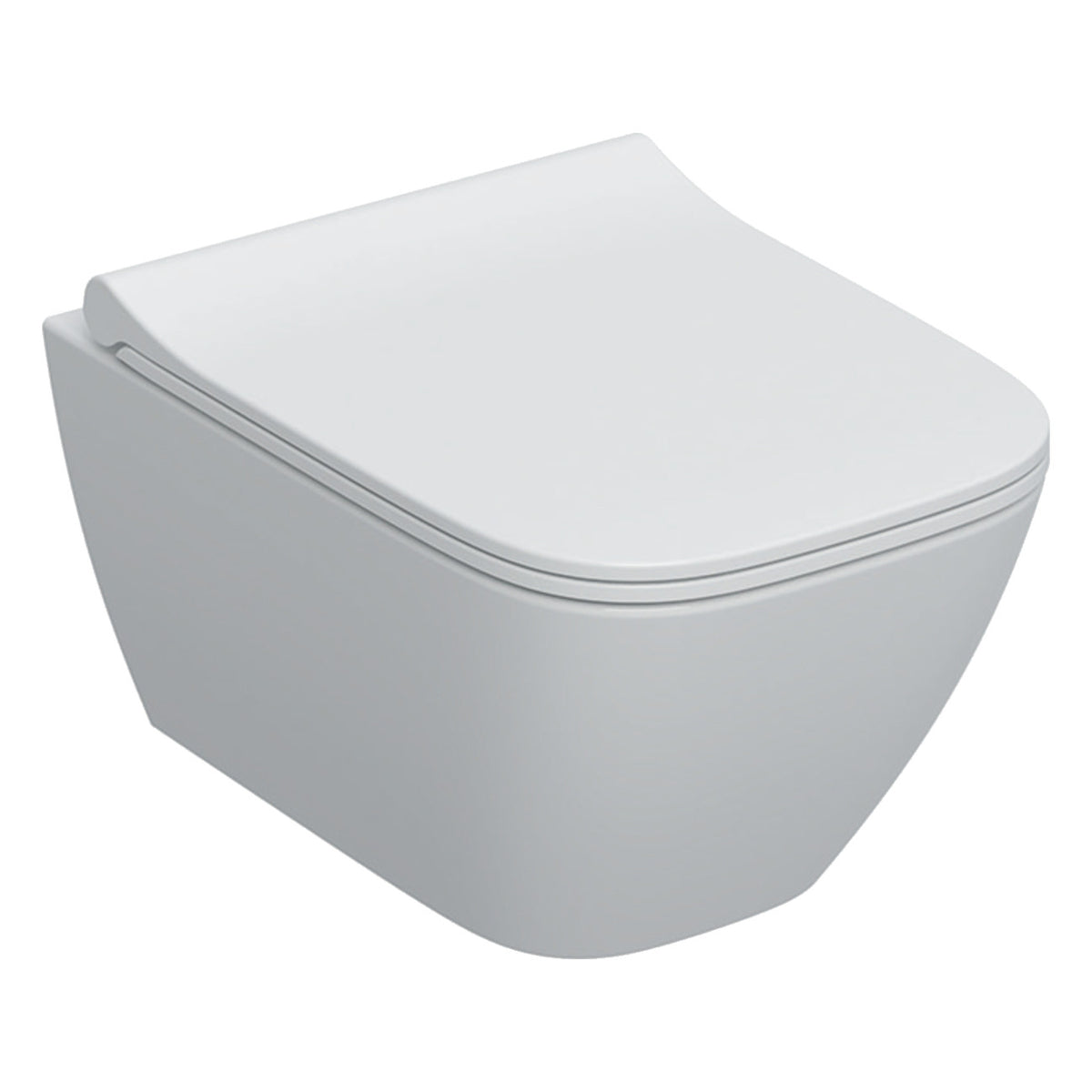 Geberit Smyle Square fali WC készlet, mélyöblítésű, zárt forma, Rimfree, 49cm, WC-tetővel, sandwich