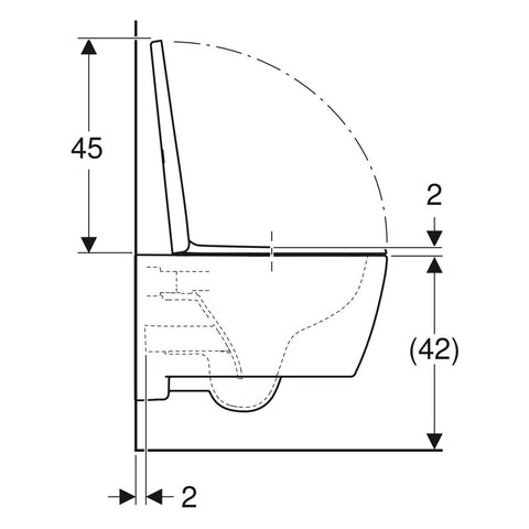 Geberit iCon mélyöblítésű fali wc, lecsapódásgátlós, gyorskioldós ülőkével, Rimfree, 53cm
