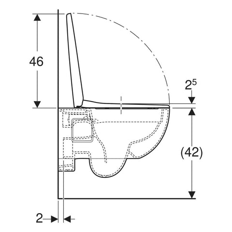 Geberit Selnova fali WC készlet, mélyöblítésű, zárt forma, Rimfree, WC-ülőkével