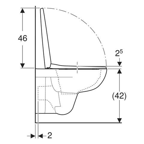Geberit Selnova fali WC készlet, mélyöblítésű, zárt forma, Rimfree, WC-ülőkével, felső rögz.