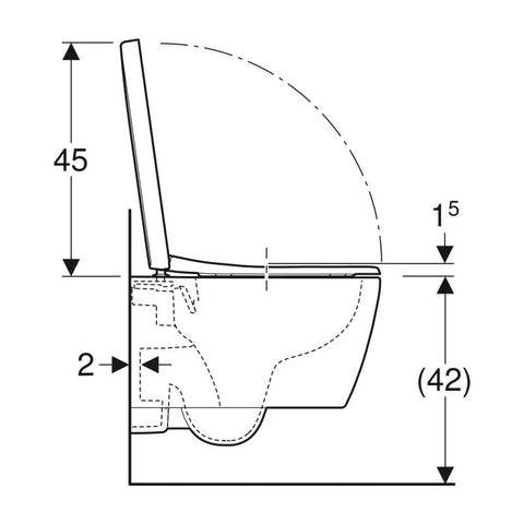 Geberit iCon fali WC készlet, mélyöblítésű, zárt forma, Rimfree, WC-ülőkével, rövidített forma