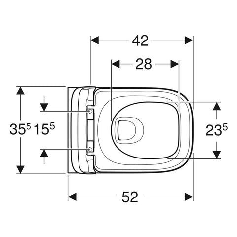 Geberit Selnova Square fali WC készlet, mélyöblítésű, Premium, zárt forma, Rimfree, WC-ülőkével