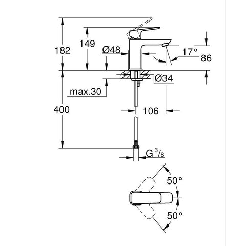 Grohe Cubeo mosdó csaptelep, S-es méret