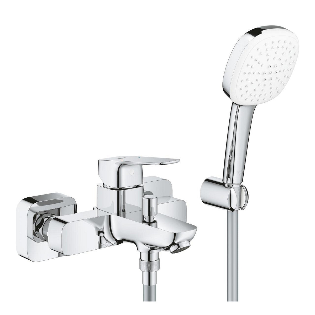 Grohe Cubeo zuhany csaptelep + Tempesta Cube 110 zuhanyszett fali zuhanytartóval