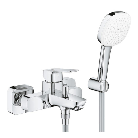 Grohe Cubeo zuhany csaptelep + Tempesta Cube 110 zuhanyszett fali zuhanytartóval