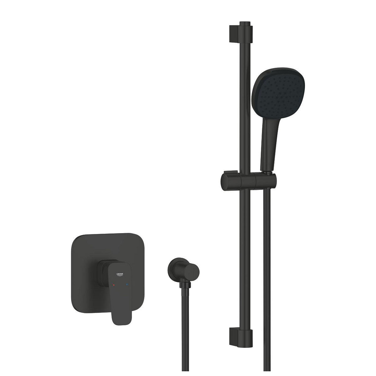 Grohe Cubeo zuhany csaptelep, színkészlet + Tempesta Cube 110 zuhanyszett, matt fekete