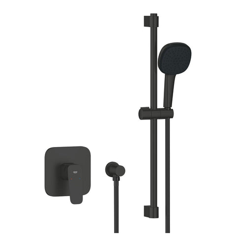 Grohe Cubeo zuhany csaptelep, színkészlet + Tempesta Cube 110 zuhanyszett, matt fekete