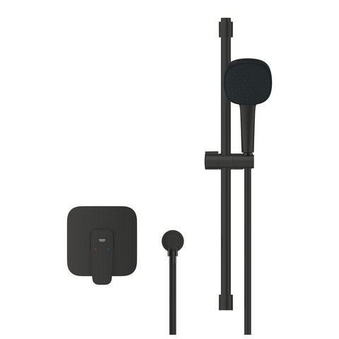 Grohe Cubeo zuhany csaptelep, színkészlet + Tempesta Cube 110 zuhanyszett, matt fekete