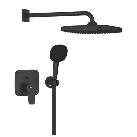 Grohe Cubeo zuhany csaptelep, színkészlet + Tempesta Cube kézi és fejzuhany, matt fekete