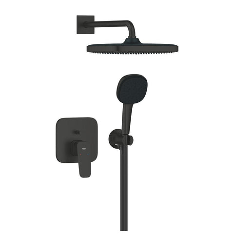 Grohe Cubeo zuhany csaptelep, színkészlet + Tempesta Cube kézi és fejzuhany, matt fekete