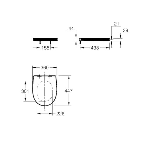 Grohe Bau Ceramic WC ülőke, lecsapódásgátlóval, Slim