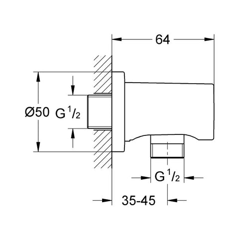 Grohe Rainshower fali csatlakozó könyök, 1/2″, szín: phantom black