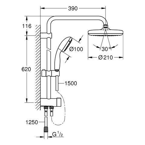 GROHE Tempesta Cosmopolitan zuhanyrendszer  210 mm fejzuhannyal