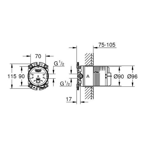 Grohe Rainshower univerzális beépítődoboz (fejzuhanyhoz)