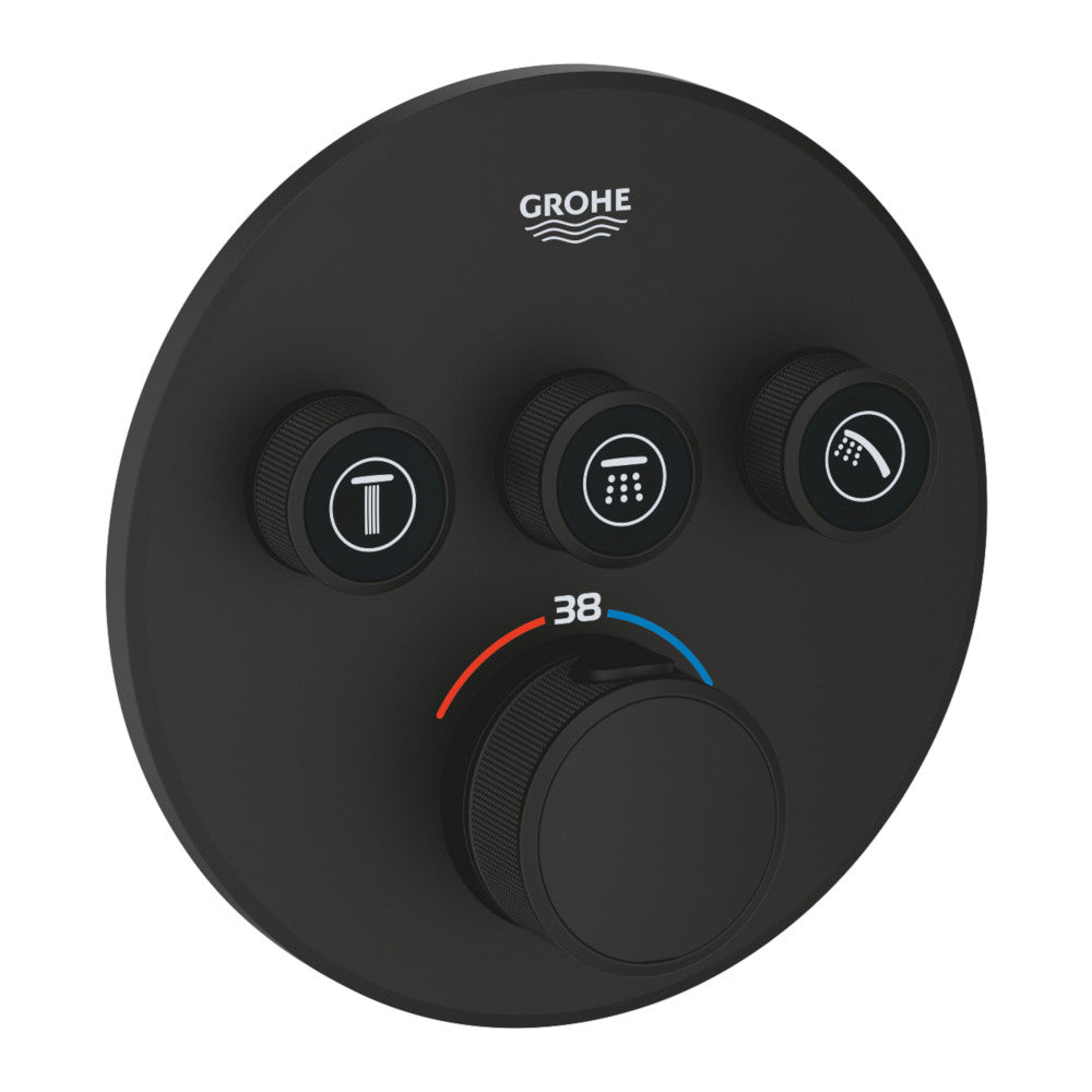 Grohe Grohtherm SmartControl termosztátos keverő, 3-utas váltóval, szín: phantom black