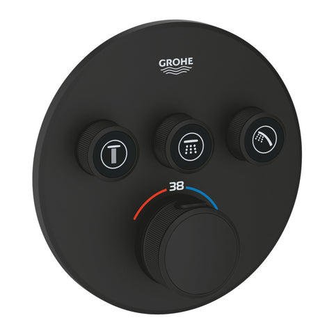 Grohe Grohtherm SmartControl termosztátos keverő, 3-utas váltóval, szín: phantom black