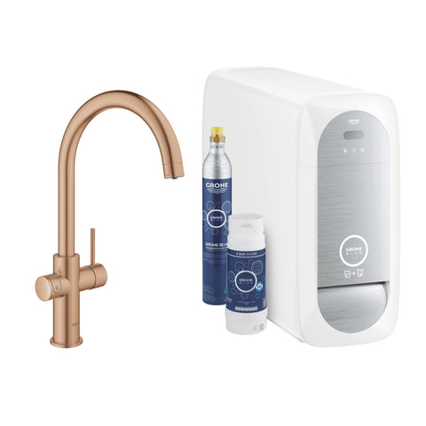 Grohe Blue Home C-kifolyós kezdőkészlet S-es méretű filterrel, Brushed Warm Sunset