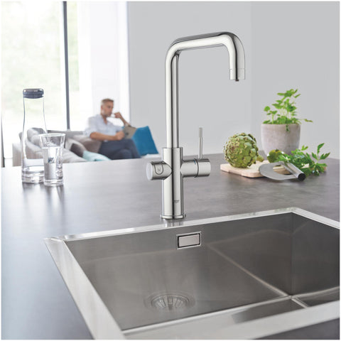 Grohe Blue Home U-kifolyós kezdőkészlet S-es méretű filterrel, króm