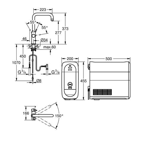 Grohe Blue Home U-kifolyós kezdőkészlet S-es méretű filterrel, króm