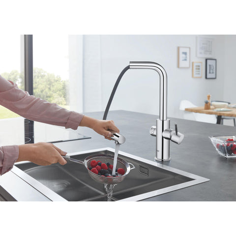 Grohe Blue Home L-kifolyós kezdőkészlet S-es méretű filterrel, kihúzható fejjel, króm